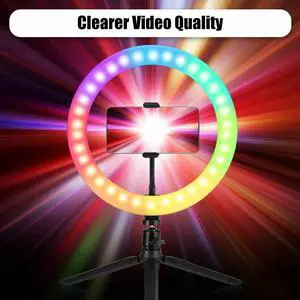 10" RGB Beauty Fill Light LED Ring w/Tripod Stand Dimmable Kit for Phone Stream