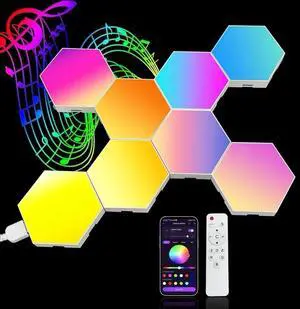 8 Pack Hexagon Light Panels - Smart RGB Hexagon LED Lights Wall Lights