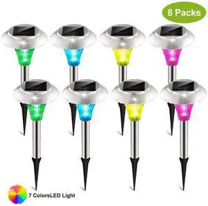 8 Pcs Solar Path Lights Outdoor Color Changing Garden Lights Landscape Lighting