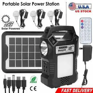 Portable Solar Power Station Generator for Camping Emergency w/ LED Lights 30H