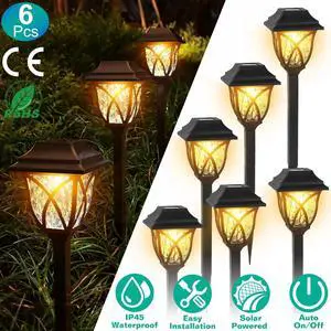 6pcs Solar Dusk to Dawn Garden Lamp Outdoor Landscape LED Lights Pathway Yard