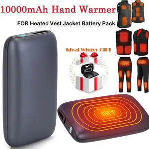 Electric Hand Warmer 10000mAh 5V/3A for Heated Vest Jacket Pants Backup Battery