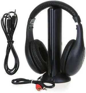 5 in 1 TV Headphone Headset Monitoring Wireless RF & TRANSMITTER AUDIO SYSTEM FM