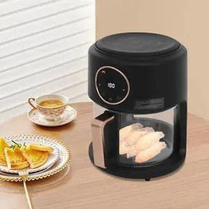 4.2L Airy Fryer Glass Air Fryer 110V Modern 360° Viewable Airy Fryer 1200W Black