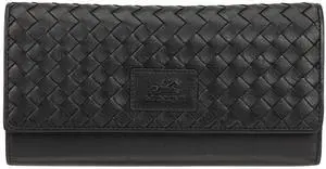 Mancini Basket Weave RFID Secure Quadruple Fold Wallet