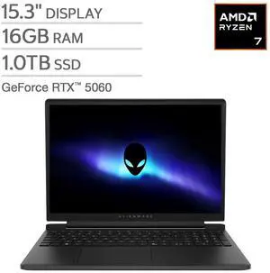 Alienware 15 15.3" Gaming Laptop, AMD Ryzen 7 260, GeForce RTX 5060 8GB, 16GB DDR5, 1TB NVMe SSD, 165Hz, Windows 11 Home Alienware 15 15.3" Gaming Laptop, AMD Ryzen 7 260, GeForce RTX 5060 8GB, 16GB DDR5, 1TB NVMe SSD, 165Hz, Windows 11 Home