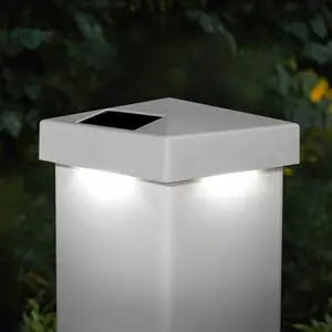 Classy Caps 5X5 White PVC Pyramid Solar Post Cap - 2 Pack