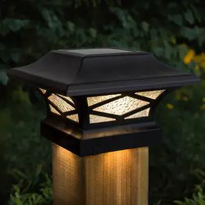 Classy Caps Kingsbridge Black Dual Lighted Solar Post Cap - 2 Pack