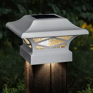 Classy Caps Kingsbridge White Dual Lighted Solar Post Cap - 2 Pack