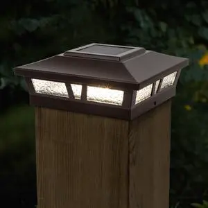 Classy Caps 6X6 Brown Aluminum Oxford Solar Post Cap - 2 Pack