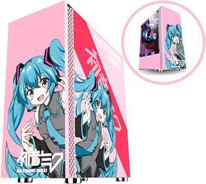 Miku Mid Tower Gaming Computer Tempered Glass Case,with USB3.0, USB2.0 I/O Port Support ATX/ MATX/ ITX Support 120 Liquid Cooler