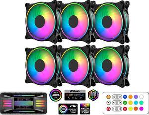 ARGB Case Fans (PWM), 6 pack / 120mm Silent Computer Cooling PC Case Fan ARGB Color Changing LED Fan(Black)