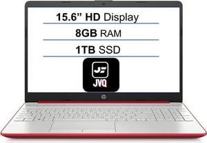 HP Laptop, 15.6" HD Display, Intel Pentium Gold 6405U 2.4 GHz Processor, 8GB DDR4 RAM, 1TB SSD, SD Card Reader, Webcam, HDMI, Wi-Fi, RJ-45, USB-C, Windows 11 Home, Red, JVQ MP