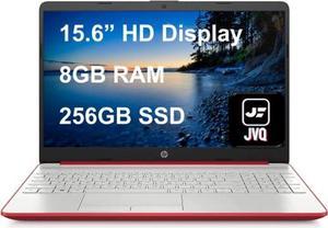 HP Laptop, 15.6" HD Display, Intel Pentium Gold 6405U 2.4 GHz Processor, 8GB Memory, 256GB SSD, SD Card Reader, Webcam, HDMI, USB-C, RJ-45, Wi-Fi, Windows OS, Red, JVQ MP