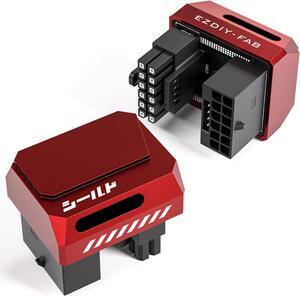 EZDIY-FAB PCIe 5.0 Adapter - 600W 12+4pin, 16pin 12VHPWR GPU Power Connector, 180 Degree Right Angle - Compatible with RTX 3090Ti, 4070Ti, 4080, 4090 Graphics Cards - RVS Type, Red, 1 Pack