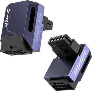 EZDIY-FAB PCIe 5.1 Adapter - 600W 12+4pin,16pin 12VHPWR GPU Power Connector,12V-2x6 GPU Adapter,90 Degree Right Angle - Compatible with RTX 3090Ti, 4070Ti, 4080, 4090 GPU - RVS Type, Purple, 1 Pack