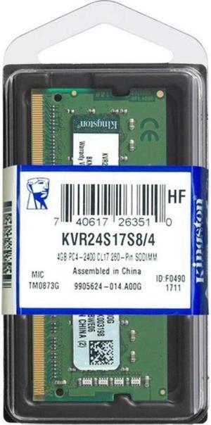 Kingston Technology (KVR24S17S8/8) ValueRAM 8GB 2400Mhz DDR4 Non-ECC CL17 SODIMM 1Rx8