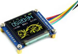 1.5inch RGB OLED Display Module, 128x128 Resolution, 65K RGB Colors, SPI Interface, Compatible with Raspberry Pi, Arduino, STM32, Includes Development Resources & Examples