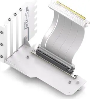 EZDIY-FAB Vertical GPU Mount with High-Speed PCIE 4.0 Riser Cable, Shield Series, 115mm/4.52in Flexible Extension, 90 Degree Connector, Only Compatible to Full-Opened PCIe Slots-White-YIHPI344-1