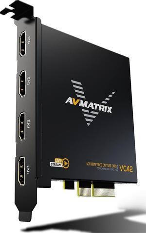 AVMATRIX 1080p60 4-PCI-E Capture Card Live Stream and Record with Ultra-Low Latency on PS5, PS4 Pro, Xbox Series X/S, Xbox One X, in OBS, Twitch, YouTube, Nintendo Switch, PC Windows