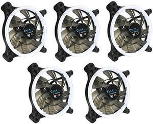 APEVIA 512L-CWH 120mm Silent Dual Rings White LED Fan with 32 x LEDs & 8 x Anti-Vibration Rubber Pads (5 Pk)