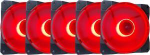 Apevia CO512L-RD Cosmos 120mm Red LED Ultra Silent Case Fan w/ 16 LEDs & Anti-Vibration Rubber Pads (5 Pk)