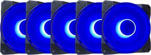 Apevia CO512L-BL Cosmos 120mm Blue LED Ultra Silent Case Fan w/ 16 LEDs & Anti-Vibration Rubber Pads (5 Pk)