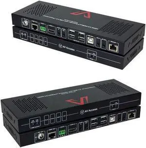 HDBaesT HDMI USB KVM Extender 4K60Hz 4:4:4 18Gbps 1080P HDR 330ft(100m) Over Cat5e/6/6a/7, HDMI2.0, Switchable 1 Host & 4 USB 2.0 on TX or RX, Two-Way IR/ 3.5mm Stereo/ RS232 (4KEX100-KVM-H2)