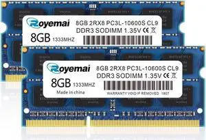 PC3-10600 Sodimm 16GB Kit DDR3 1333MHz 8GB PC3L-10600S 2Rx8 1.35V / 1.5V CL9 Notebook RAM Memory for Laptop Computer