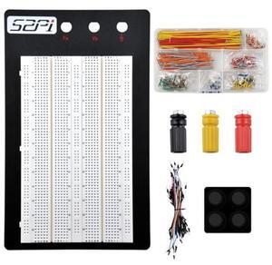 GeeekPi Solderless Breadboard with Black Metal Black Plate and 560PCS U-Shape + 65PCS Pure Copper Jumper Wires for Arduino/Raspberry Pi/Prototyping/Circuit (1560 Tie-Points)