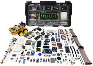 GAR Colossus Starter Kit for Arduino Uno Mega Nano - Complete Advanced Set, 5 Main Boards - 30 Sensors, 10 Shields with ESP32 WiFi + Bluetooth Modules for Wireless Robotics Smart Car