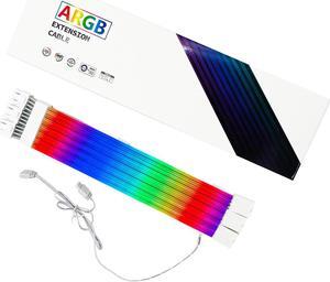 Pxyz PC argb Extension Cable,RGB PSU Sleeved Cable Extension 30cm Length,18AWG Power Supply Sleeved Cable White Argb for Computer Gaming Case,1 * 24pin/2 * 8pin/3 * 8pin,5V 3Pin Synchronized