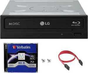LG WH16NS40 16X Blu-ray BDXL DVD CD Internal Burner Drive Bundle with Free 25GB M-DISC BD + SATA Cable + Mounting Screws