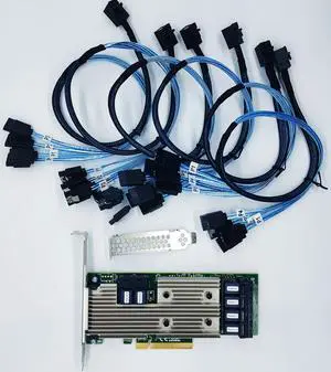 SVNXINGTII SAS9305-24i LSI 9305-24i Logic Controller Card IT Mode 24-Port SAS 12Gb/s pci-e 3.0 HBA SATA SAS (9305-24i + 6 * 8643 SATA Cable)