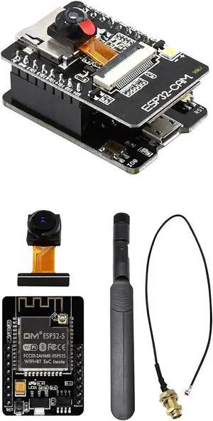 Aideepen ESP32-CAM-MB W- BT Board Micro USB to Serial Port CH-340G with 8DBI High Gain Dual-Band Antenna + 20cm IPEX to RP-SMA Cable