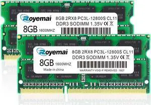 PC3L 12800S 8GB DDR3 1600 16GB Kit (2X8GB) Sodimm RAM 2Rx8 1.35V 204pin CL11 Notebook RAM Memory