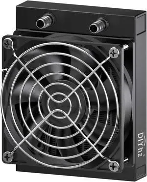 DIYhz Water Cooling Computer Radiator, 12 Pipe Aluminum Heat Exchanger Liquid Cooling Radiator Heat Sink 120mm with Fan for CPU PC Laser Water Cool System DC12V Black