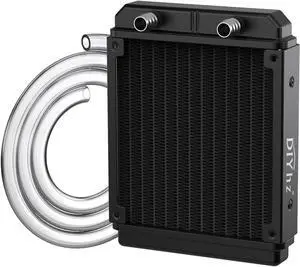 DIYhz Water Cooling Computer Radiator, 12 Pipe Aluminum Heat Exchanger Liquid Cooling Radiator Heat Sink 120mm for CPU PC Laser Water Cool System DC12V Black with Tube