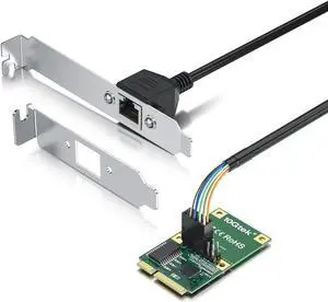 H!Fiber Mini PCIe 2.5G Ethernet Network Card, Realtek RTL8125 Controller, 10/100/1000/2500 Mbps Single RJ45 Port, 2.5 Gigabit NIC with 0.3m(0.98ft) Cable, Mini Pice Interface, not for M.2
