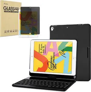 ProCase iPad 10.2 7th Generation 2019 Keyboard Case with 360 Degree Rotation Protective Smart Cover Case Bundle with iPad 10.2 7th Gen 2019 Privacy Screen Protector