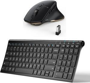 iClever BK10 Bluetooth Keyboard, Wireless Bluetooth Keyboard, Rechargeable Bluetooth 5.1 Multi Device Keyboard with Number Pad Full Size Stable Connection for Mac, Windows, iOS, Android, Laptop