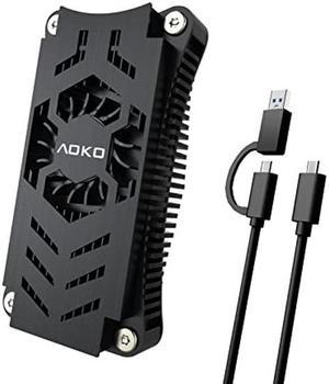 AOKO NVMe Enclosure with Cooling Fan, Aluminum NVMe to USB 3.2 Gen2x2 (20Gbps) External NVMe Reader for M.2 PCIe NVMe SSD Size 2280/2260/2242/2230 only -Fin Design