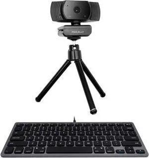 Macally Mini Wired Keyboard and a 1080P Webcam, Enjoy Clean HD Streaming