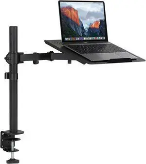 Mount-It! Laptop Desk Mount, Full Motion Laptop Arm with Vented Tray, Heavy-Duty Adjustable Notebook Extension Arm up to 17 Inch with C-Clamp and Grommet Base