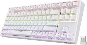 RK ROYAL KLUDGE Sink87G Wired/Wireless TKL Mechanical Gaming Keyboard, No Numbpad Compact 2.4G RGB Wireless Keyboard (White)