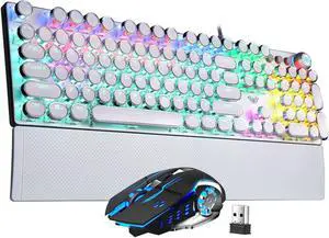 AULA Mechanical Gaming Keyboard Mouse Combo (F2088 Typewriter Style Mechanical Keyboard + SC100 Black Wireless Gaming Mouse)