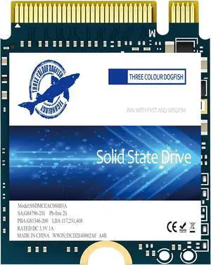 Dogfish M.2 2230 SSD 512GB NVMe PCIe Gen 3.0x4 Internal Solid State Drive Compatible with Steam Deck/Microsoft Surface/Laptop/Desktop(M.2 2230 PCIe 3.0,512GB)