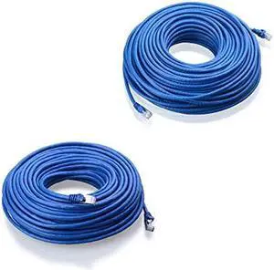 Cable Matters 150-Foot Snagless Long Cat6 Ethernet Cable (Cat6 Cable, Cat 6 Cable) in Blue & 100-Foot Cat6A Shielded Ethernet Cable