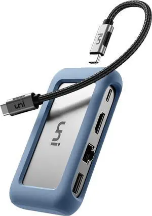 USB C Hub, uni USB Type C 8 in 1 Hub with Detachable Connector, 4K HDMI, 1Gbps Ethernet, SD/MicroSD Card Reader, Up to 100W, Compatible for MacBook Pro 2023, iPad Pro 2023, Galaxy S24/S23 & More