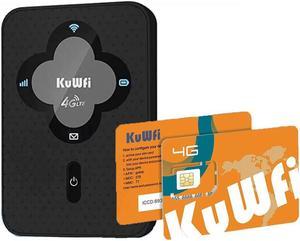 KuWFi Portable WiFi Hotspot and 2GB Prepaid 4G LTE SIM Card